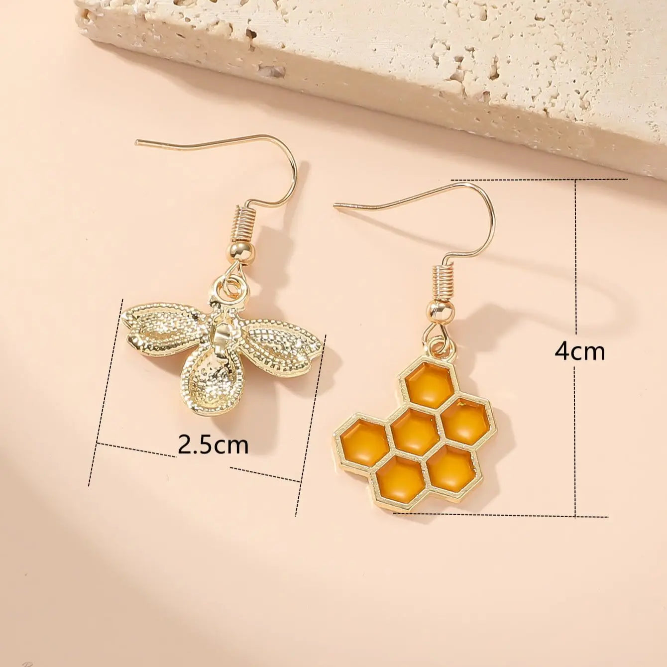 Asymmetrical Bee Earrings