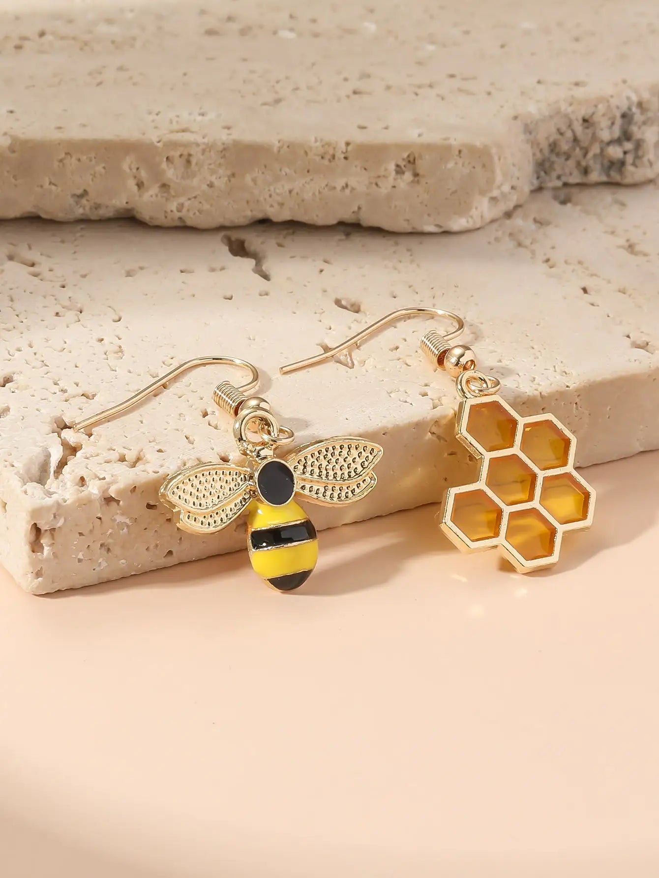 Asymmetrical Bee Earrings