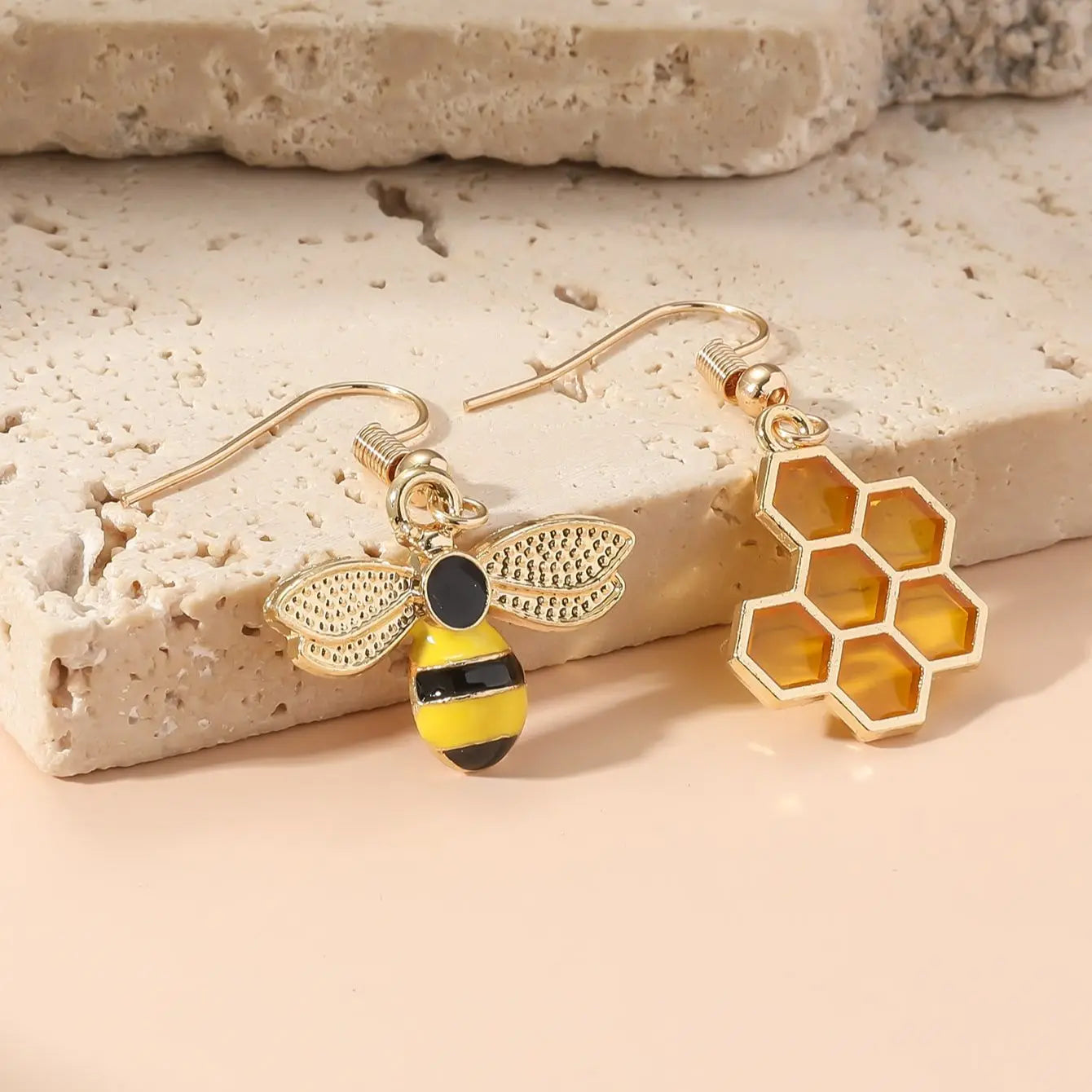 Asymmetrical Bee Earrings