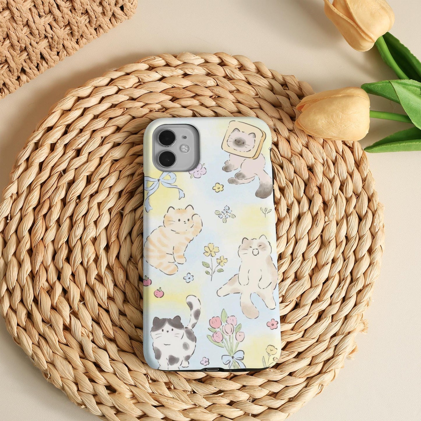 Cute Flower Cat Phone Case