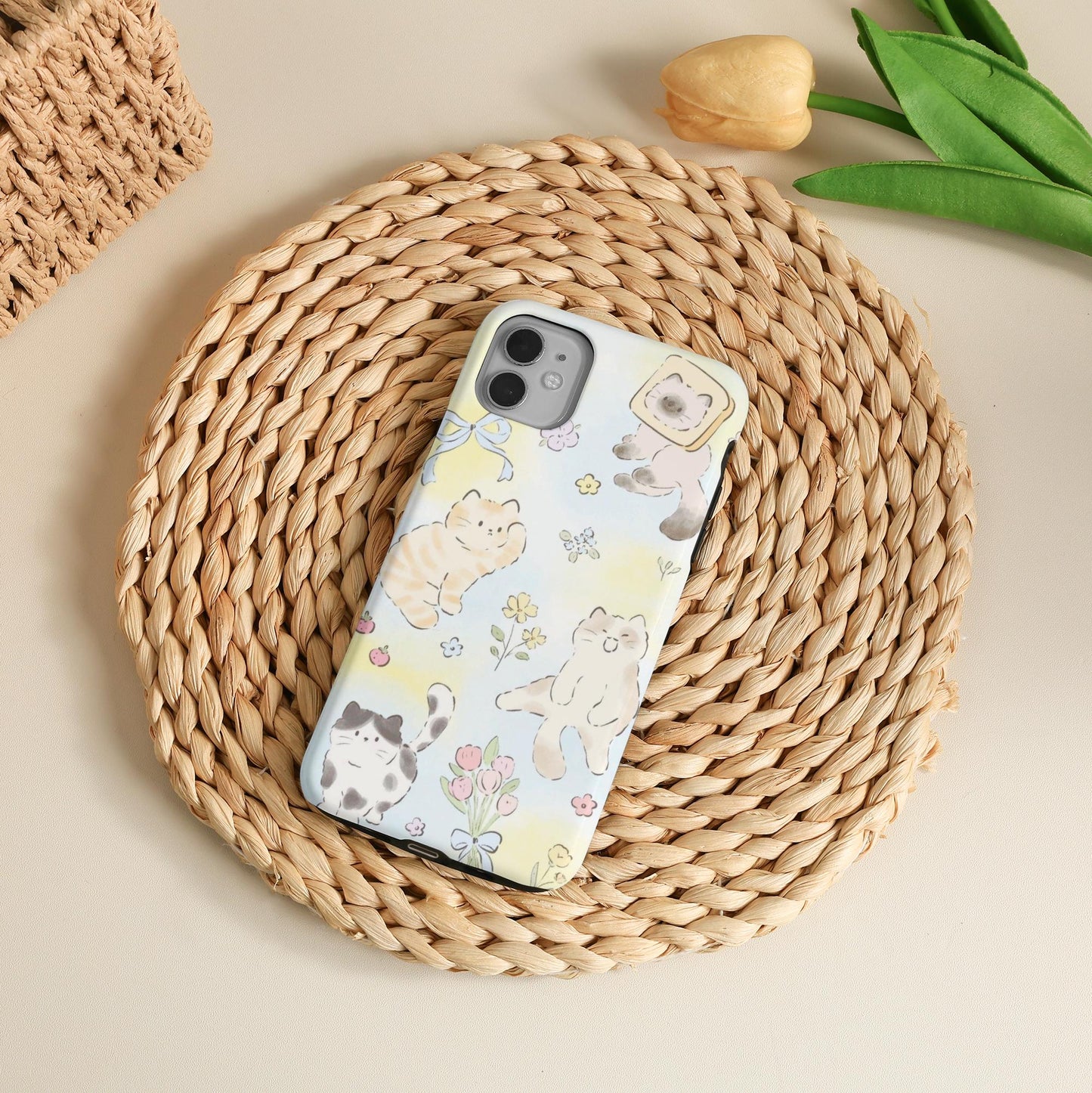 Cute Flower Cat Phone Case
