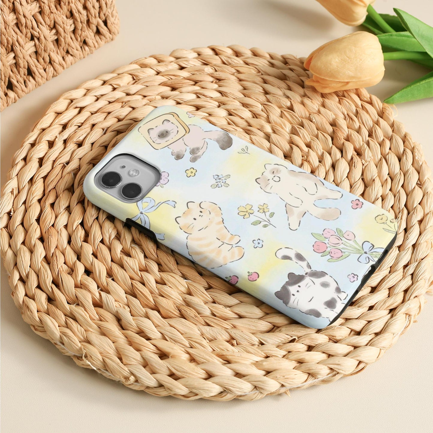 Cute Flower Cat Phone Case