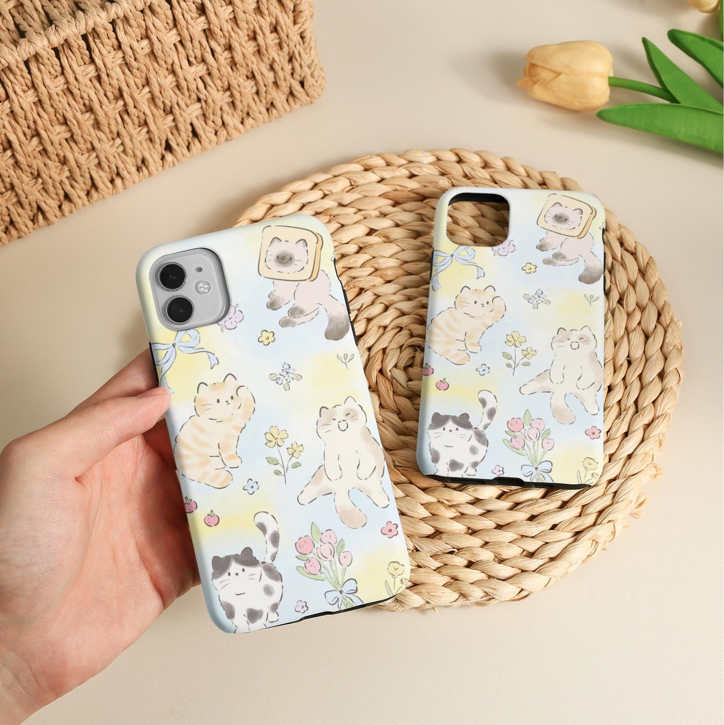 Cute Flower Cat Phone Case